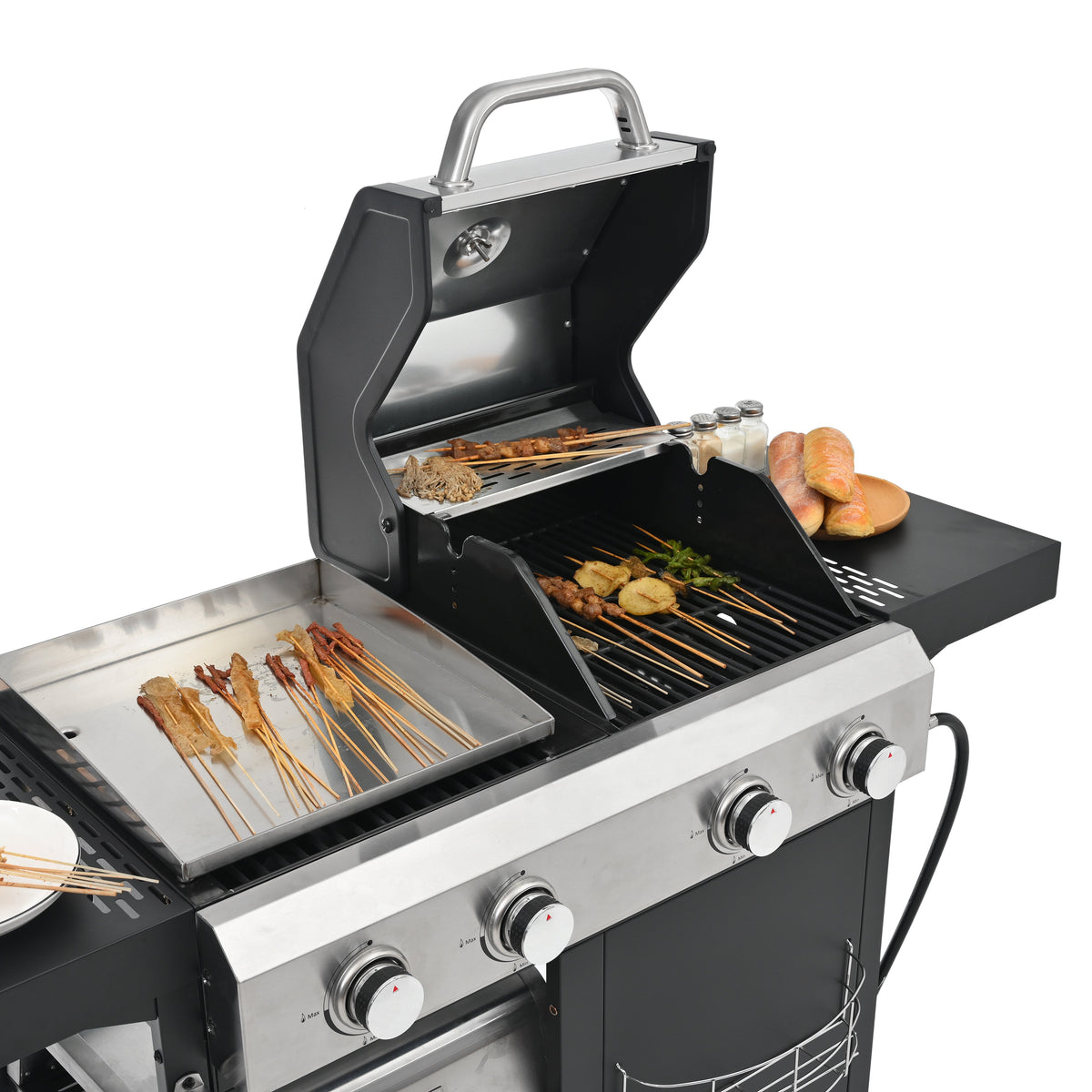 4-Burner Gas Grill and Griddle Combo with Pizza Pan – 2-in-1 Outdoor BBQ Cooking Station