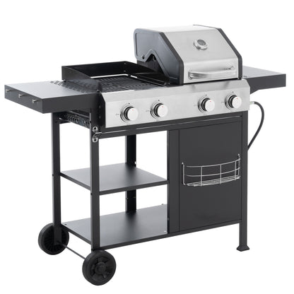 4-Burner Gas Grill and Griddle Combo with Pizza Pan – 2-in-1 Outdoor BBQ Cooking Station