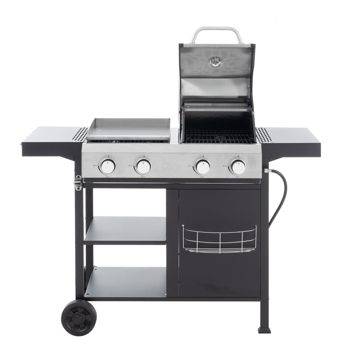 4-Burner Gas Grill and Griddle Combo with Pizza Pan – 2-in-1 Outdoor BBQ Cooking Station