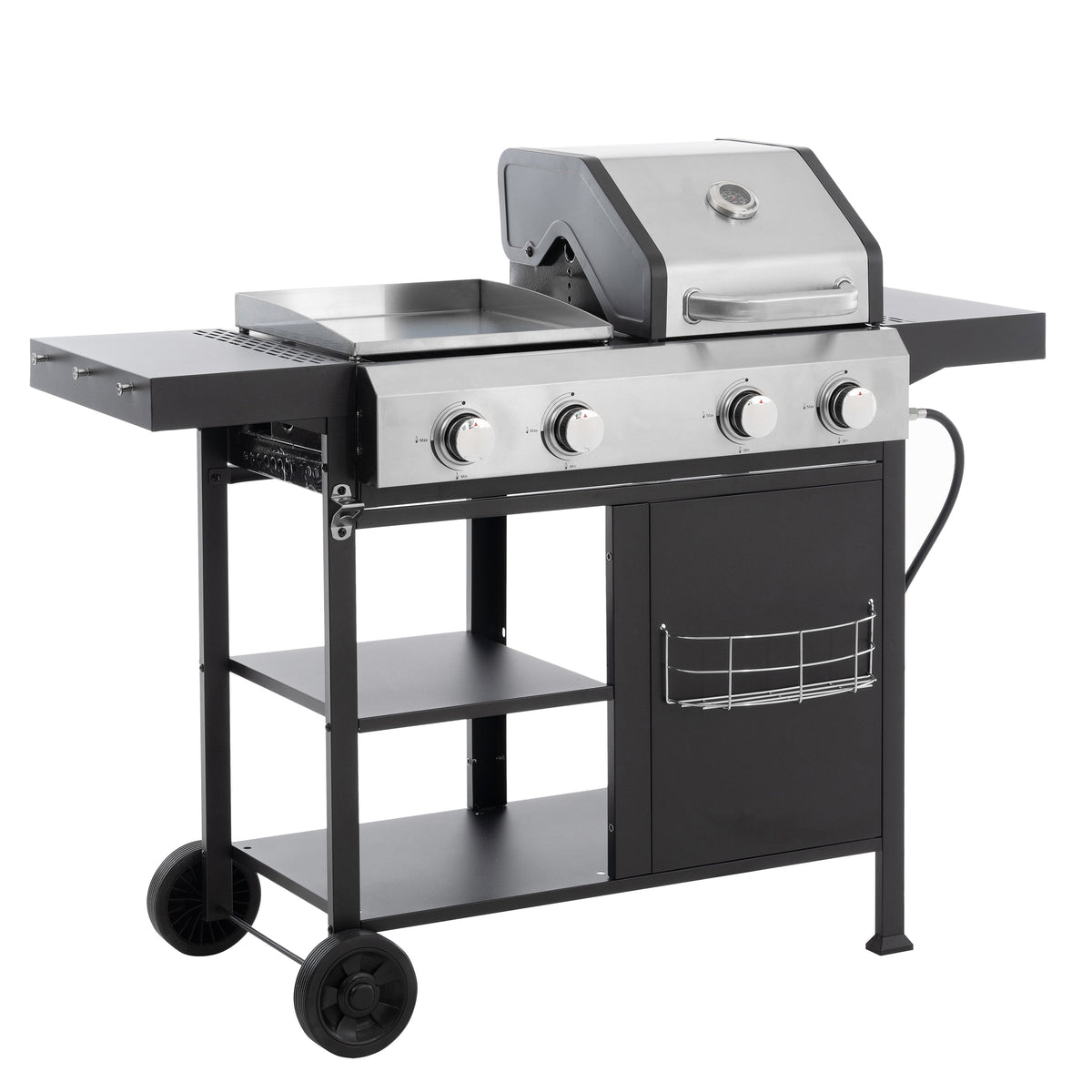 4-Burner Gas Grill and Griddle Combo with Pizza Pan – 2-in-1 Outdoor BBQ Cooking Station