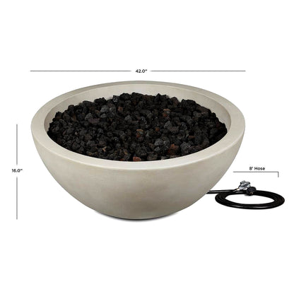 Pompton 42 In. round Concrete Composite Propane Fire Pit in Fog with Vinyl Cover
