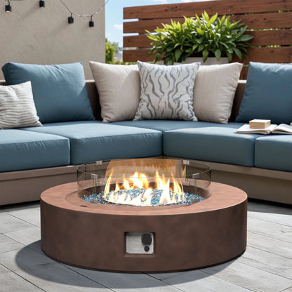 41''Round Fire Pit Table,50000 BTU Outdoor Propane Patio Fire Pit