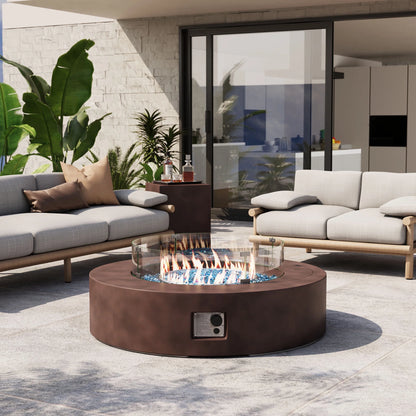 41''Round Fire Pit Table,50000 BTU Outdoor Propane Patio Fire Pit