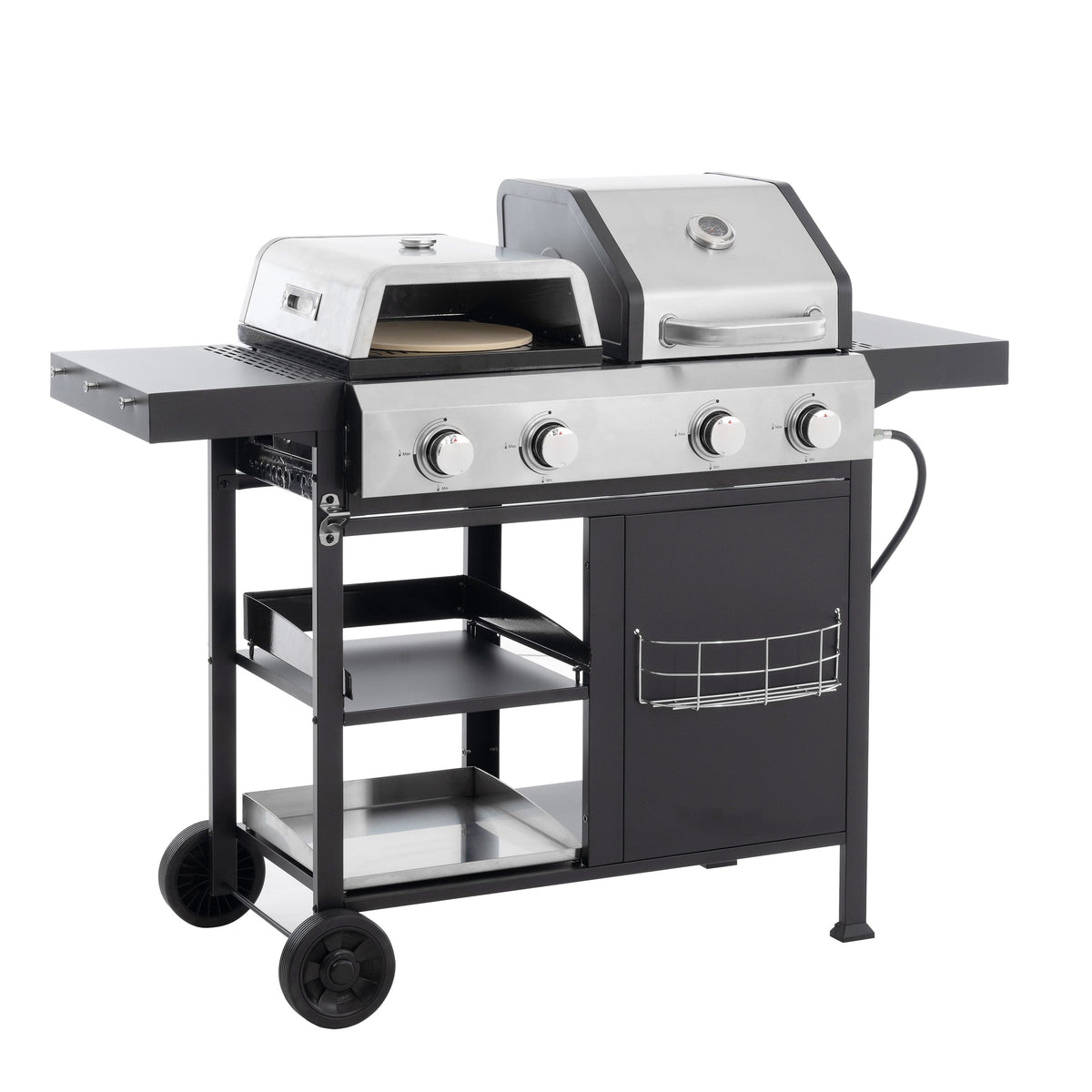 4-Burner Gas Grill and Griddle Combo with Pizza Pan – 2-in-1 Outdoor BBQ Cooking Station