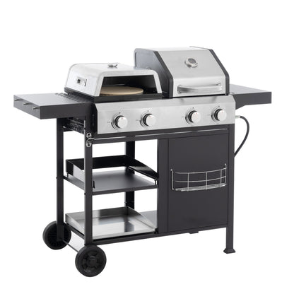 4-Burner Gas Grill and Griddle Combo with Pizza Pan – 2-in-1 Outdoor BBQ Cooking Station