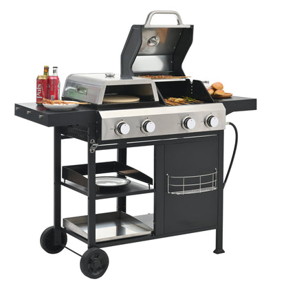 4-Burner Gas Grill and Griddle Combo with Pizza Pan – 2-in-1 Outdoor BBQ Cooking Station
