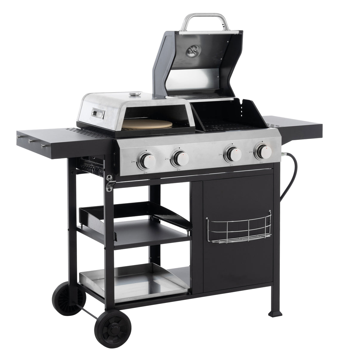 4-Burner Gas Grill and Griddle Combo with Pizza Pan – 2-in-1 Outdoor BBQ Cooking Station