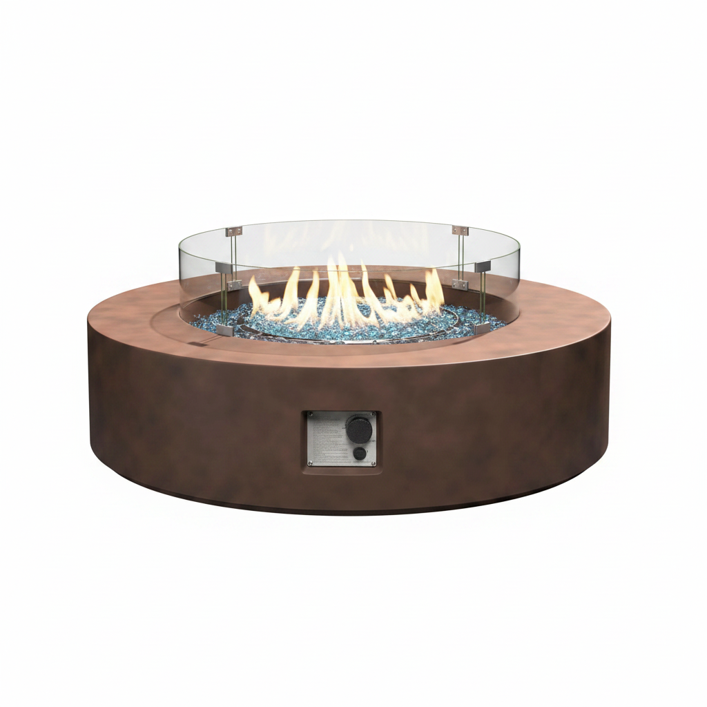 41''Round Fire Pit Table,50000 BTU Outdoor Propane Patio Fire Pit Table