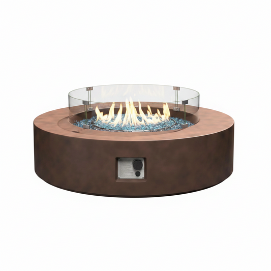 41''Round Fire Pit Table,50000 BTU Outdoor Propane Patio Fire Pit Table